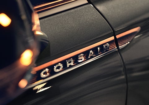 The stylish chrome badge reading “CORSAIR” is shown on the exterior of the vehicle. | Griffin Lincoln in Tifton GA