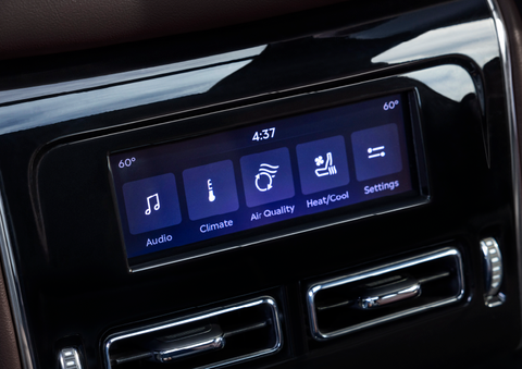 Driver controls like music, temperature, air quality, settings, and heat/cool seats are shown. | Griffin Lincoln in Tifton GA