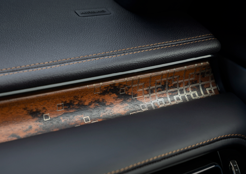 A close-up shot of the 2025 Lincoln Aviator® dashboard with unique black and brown accents, and brown stitching. | Griffin Lincoln in Tifton GA