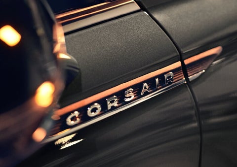 The stylish chrome badge reading “CORSAIR” is shown on the exterior of the vehicle. | Griffin Lincoln in Tifton GA