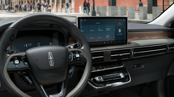 The center screen of the new 2025 Lincoln Corsair® SUV is showcased with its SYNC® 4 capabilities highlighted | Griffin Lincoln in Tifton GA