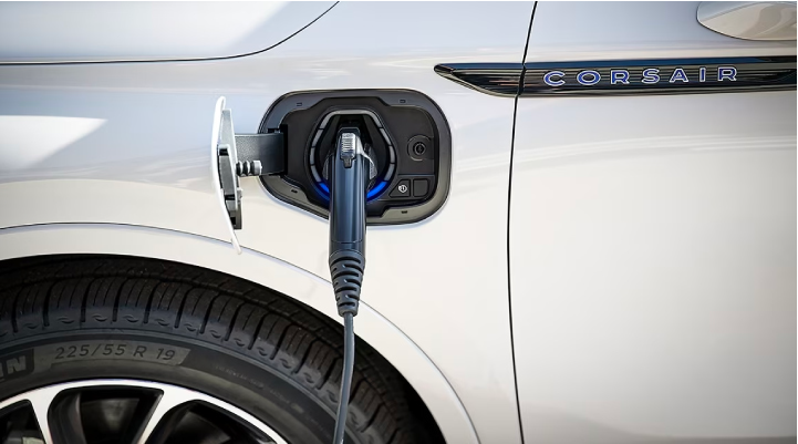 An electric charger is shown plugged into the charging port of a Lincoln Corsair® Grand Touring
model. | Griffin Lincoln in Tifton GA