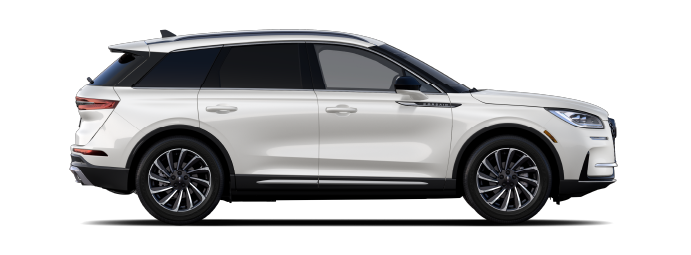 The passenger side of a Lincoln Corsair® SUV is shown in Pristine White. | Griffin Lincoln in Tifton GA