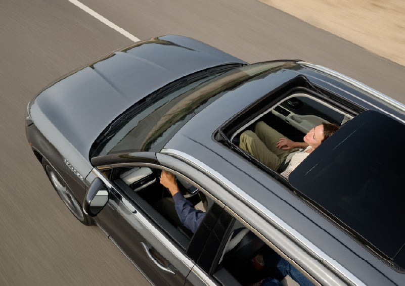The available panoramic Vista Roof® of a 2027 Lincoln Aviator® SUV is open. | Griffin Lincoln in Tifton GA
